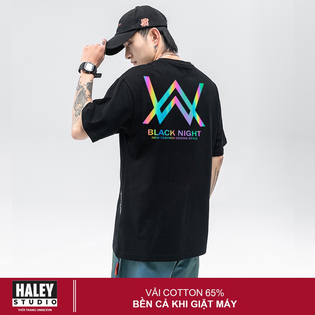 Áo Thun Phản Quang Black Night Unisex Tay Lỡ Form Rộng Nam Nữ phong cách Hàn Quốc TN132 Haley | BigBuy360 - bigbuy360.vn
