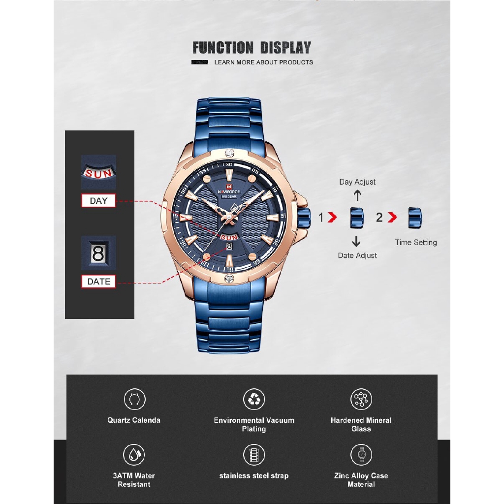 NAVIFORCE NF9170M Men Sport Fashion Stainless Steel Band Analog Digital Watch | BigBuy360 - bigbuy360.vn