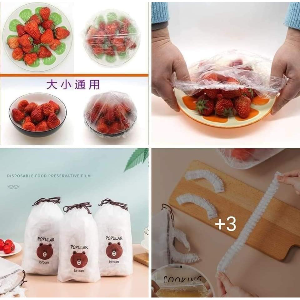 Màng Bọc Thực Phẩm Gấu Co Giãn Siêu Dai Có Chun Hình Túi Gấu An Toàn Vệ Sinh