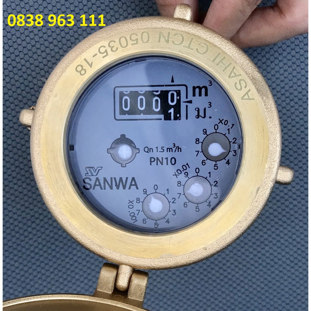 Đồng hồ nước Sanwa Thái Lan bằng đồng Mã SV15 - phi 21 - có kiểm định, CO CQ, có xuất hóa đơn VAT