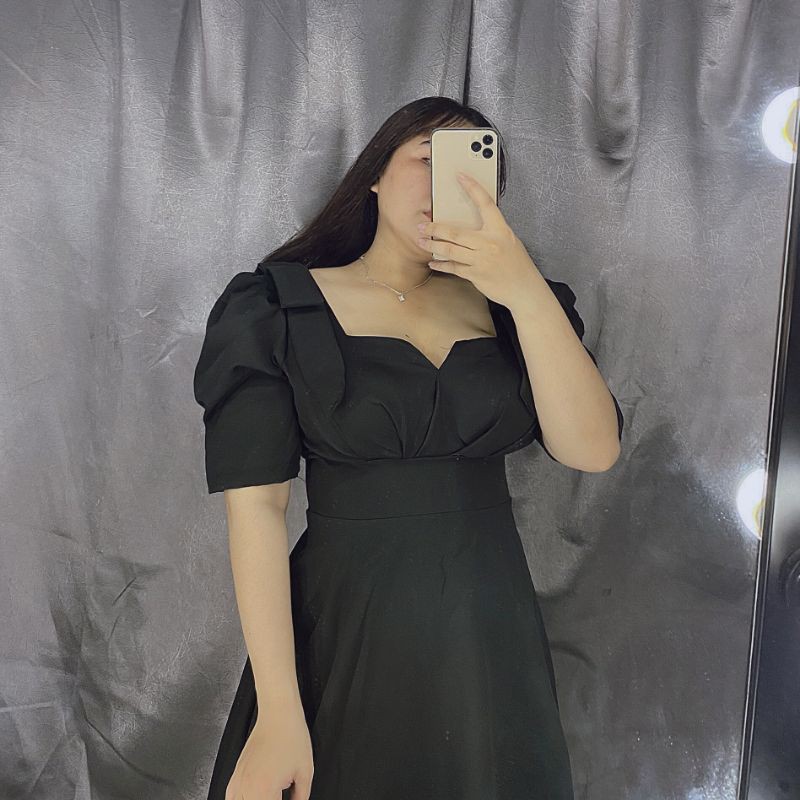 Đầm nơ vai bigsize 60-90kg hình mẫu chụp thật 100%