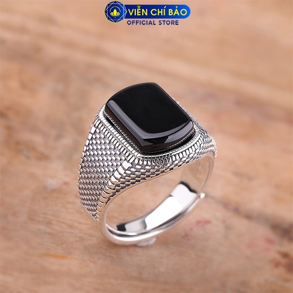 Nhẫn bạc nam Dubai đá đen chất liệu bạc Thái 925 sang trọng lịch lãm thương hiệu Viễn Chí Bảo N101191
