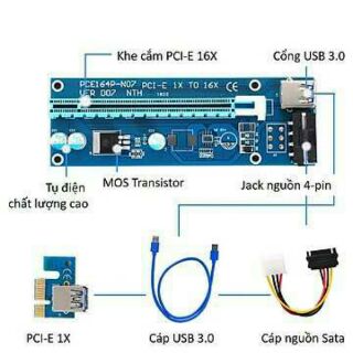 Dây Riser pci express 1x to 16x - USB 3.0 V6.0