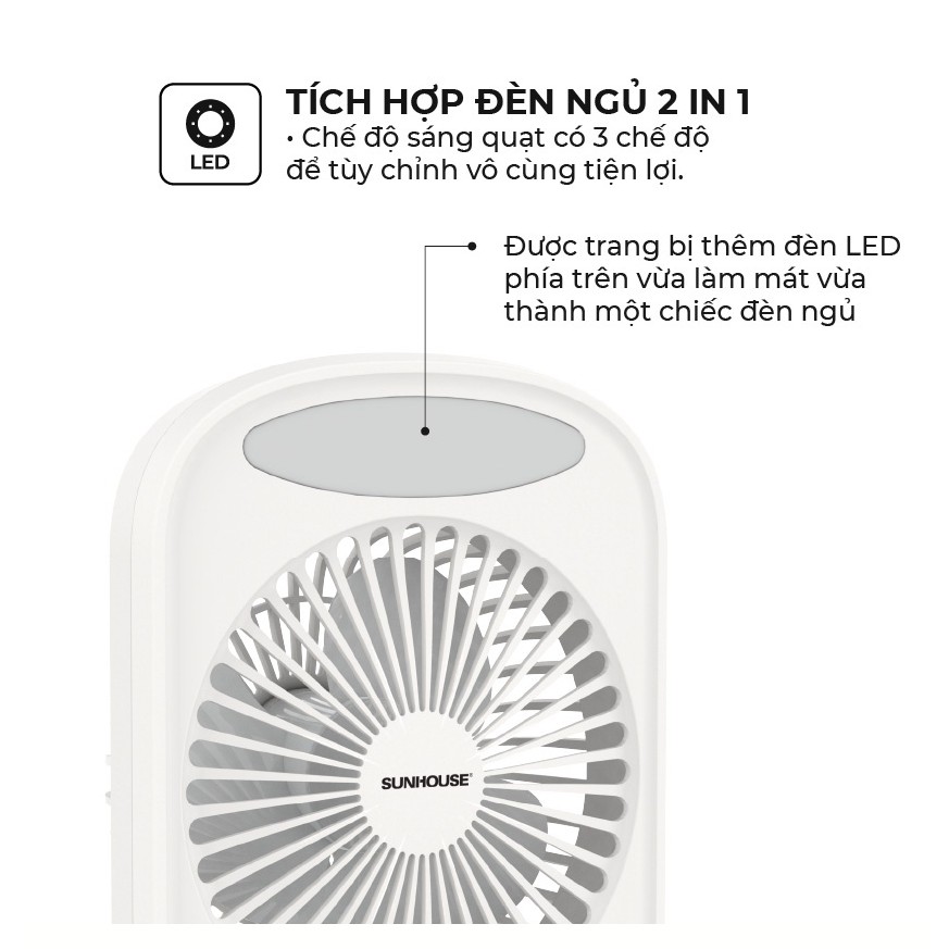 [MKB Gift] Quạt sạc mini SUNHOUSE SHD7110