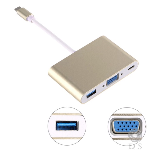 Cáp chuyển tín hiệu Type C sang Vga và usb 3.0