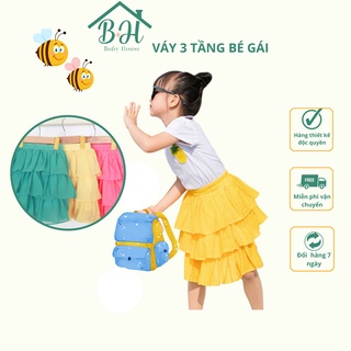 Chân váy bé gái Buby House CV01 chất liệu Voan mềm mại thiết kế 3 tầng điệu xinh cho bé gái đi học, đi chơi mùa hè