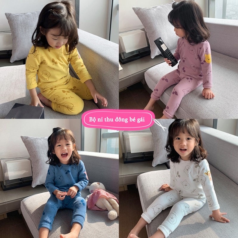 Quần áo thu đông siêu ấm cho bé gái bé trai kiểu dáng ôm body, bộ thu đông cho bé trai bé gái từ 8-18kg