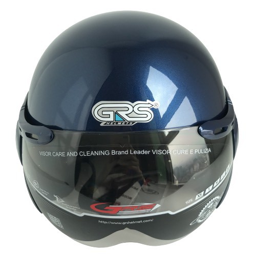 Mũ bảo hiểm trùm 3/4 kính chống lóa cao cấp -  GRS A368K Xanh than bóng - vòng đầu 56-58cm - Bảo hành 12 tháng