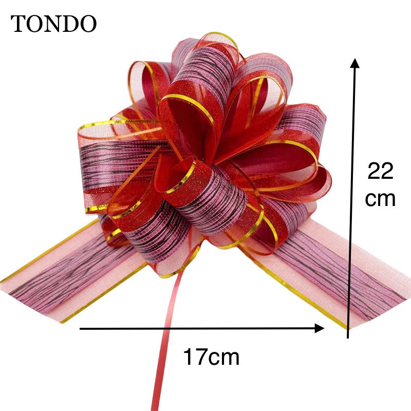 Nơ Rút Tú Cầu Sợi Tuyết Viền Vàng Bản 5cm-136cm Buộc Quà, Hoa, Trang Trí Tiệc Cưới, Giỏ Quà Tết