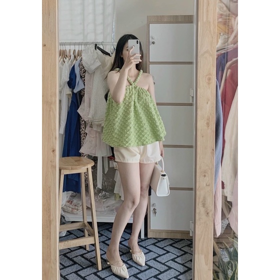 ❤️Set áo xốp yếm + short trắng❤️❤️