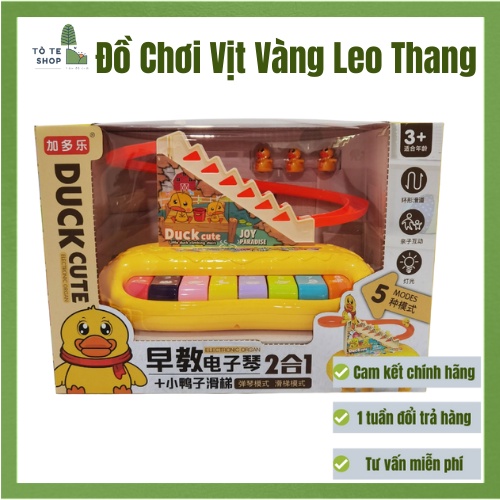 Đồ Chơi Đàn Piano và Vịt Vàng Leo Thang kết hợp, đồ chơi phát nhạc cực hay và vui tai, cầu trượt vịt vàng, đàn piano