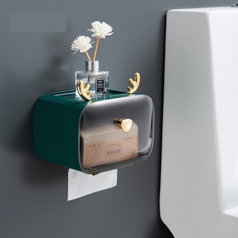 Có thể bán buôn Giá đỡ giấy vệ sinh không thấm nước Gạc que dễ thương Cửa sổ trong suốt Có thể điều chỉnh Treo Hộp đựng khăn giấy treo tường Hàng giao ngayVirgina056