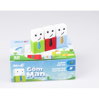 Tẩy Thiên Long E022 mặt cười, Eraser tấy sạch, màu trắng