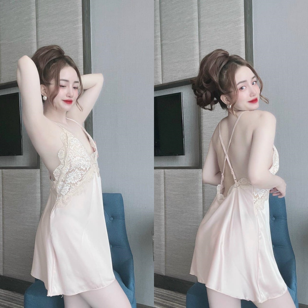 Váy Ngủ Nữ, Váy Ngủ Sexy 2 Dây Chất Lụa Latin Mềm Mát Mặc Ngủ Thoải Mái Freesize - Linqu Sleepwear