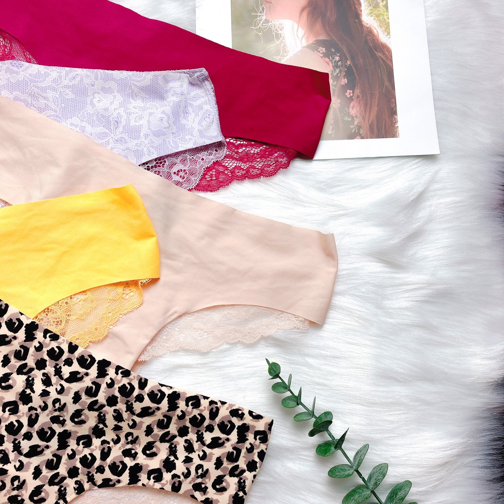 [Ảnh thật] Quần lót ( 60 -75 kg )su thun lạnh phối ren - quần lót ren sexy - KellyWang