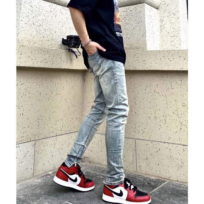 Quần Jean Zipper Fom Skinny Cao Cấp, Màu Wash Vàng, Chất Jean Co Dãn, Không Phai Màu, Ống Có Khóa 619, FREESHIP EXTRA | BigBuy360 - bigbuy360.vn