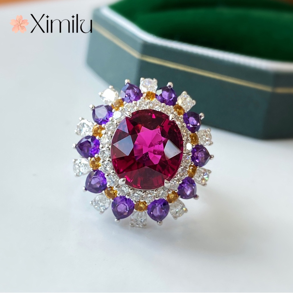 Nhẫn Màu Đỏ Tourmaline Sang Trọng