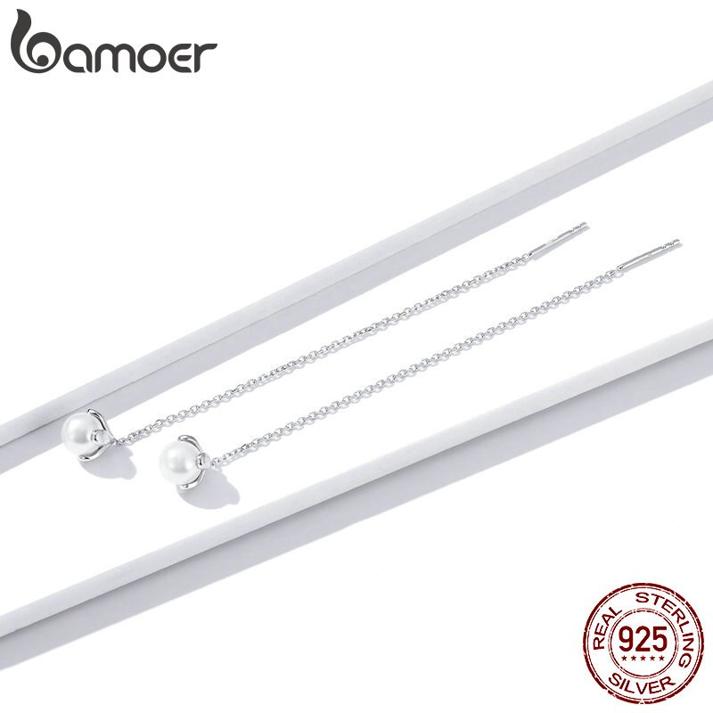 BAMOER Bông Tai Dáng Dài Bằng Bạc 925 BSE373 Thời Trang Sang Trọng Cho Nữ