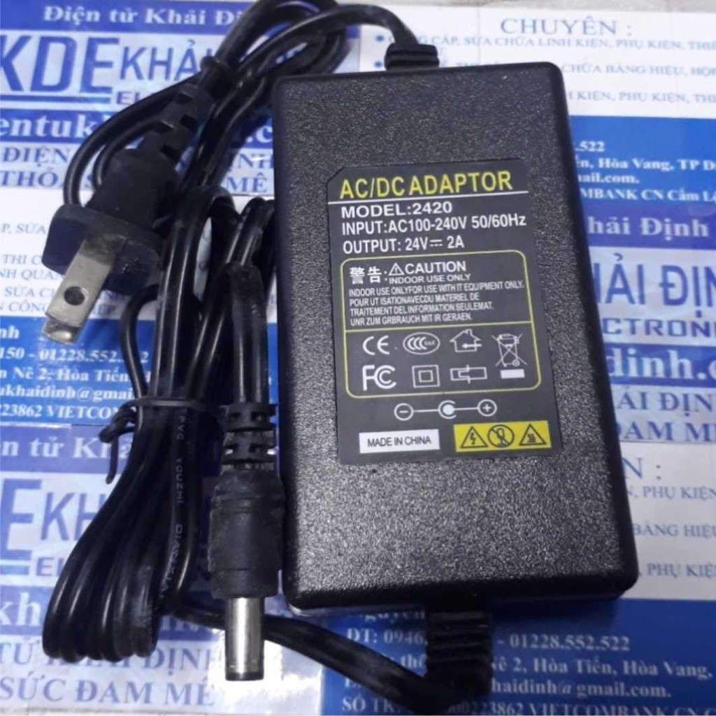 nguồn adapter 24V 2A 24V 2000mA, đầu AC kéo dài, cổng 5.5*2.1mm kde1461