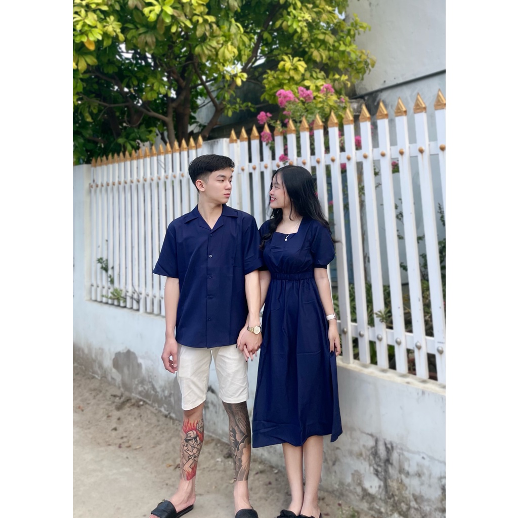 Set Đầm + Áo Sơ mi Chất Kate Lụa Mềm