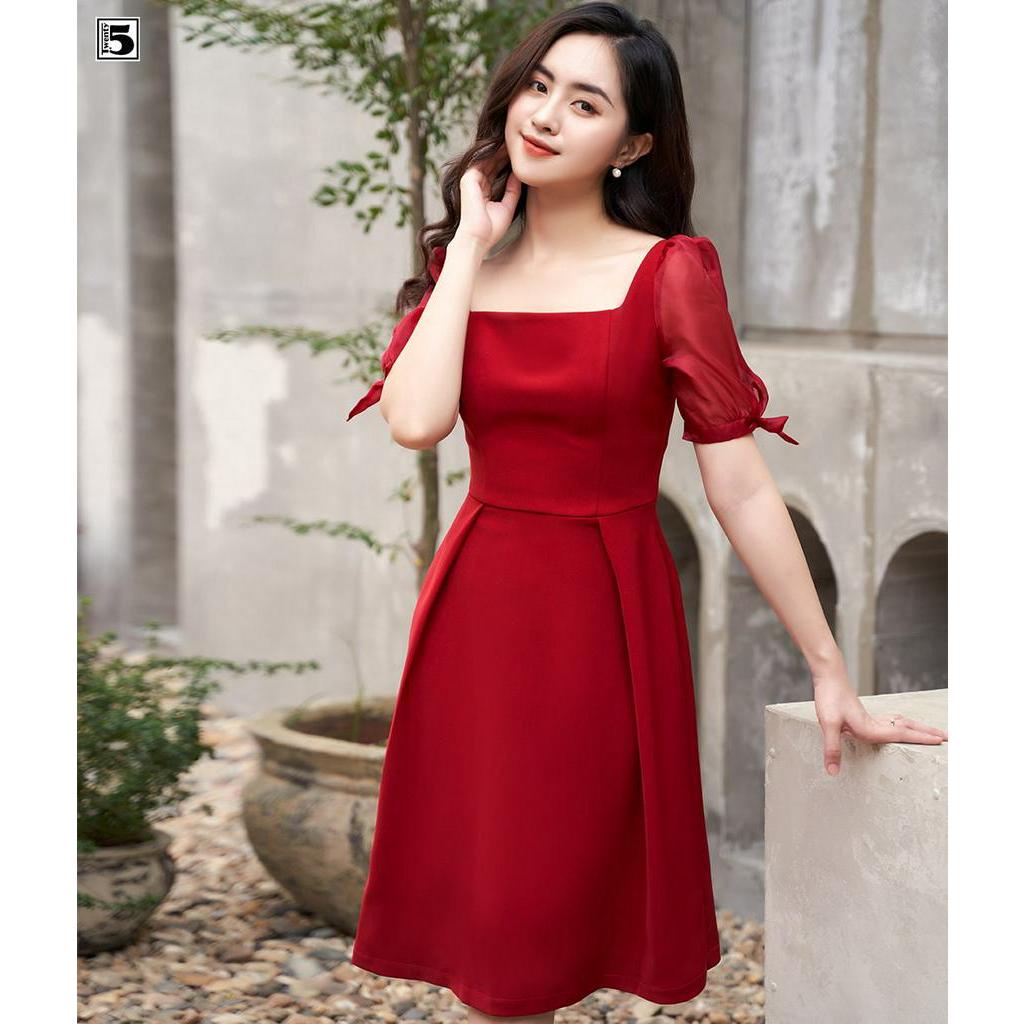 Đầm cổ vuông tay bồng N295