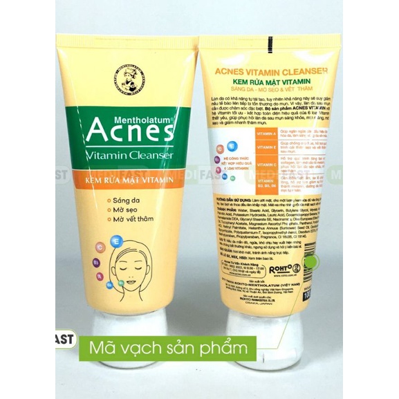kem rửa mặt vitamin  Acnes sáng da,mờ sẹo, mờ vết thâm 100g
