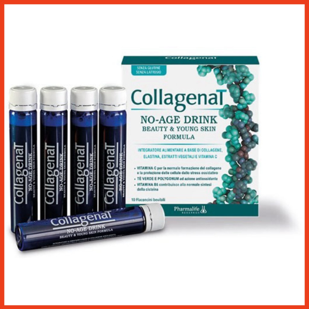 [CHÍNH HÃNG] Thực phẩm hỗ trợ giảm quá trinh lão hóa và làm sáng da Pharmalife Collagenat No-Age Drink 25ML X 10
