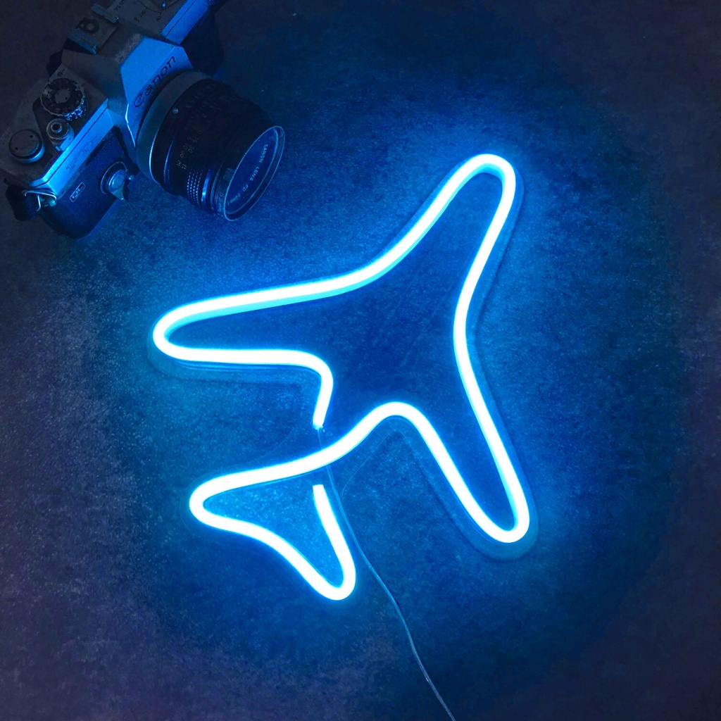 Đèn led Neon trang trí hình Máy Bay | Đèn neon trang trí phòng ngủ, treo tường