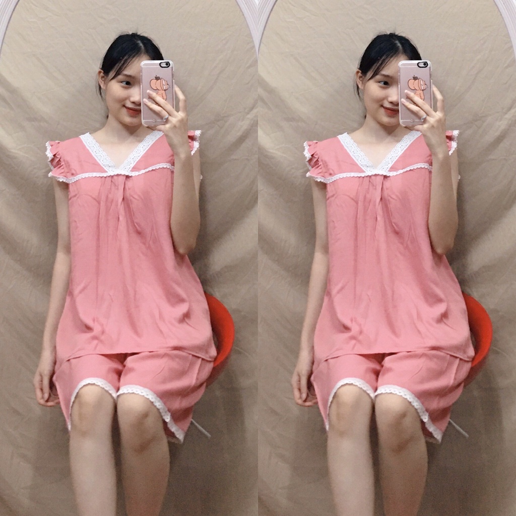 Bộ đồ bầu thời trang mặc nhà mùa hè chất đũi mát