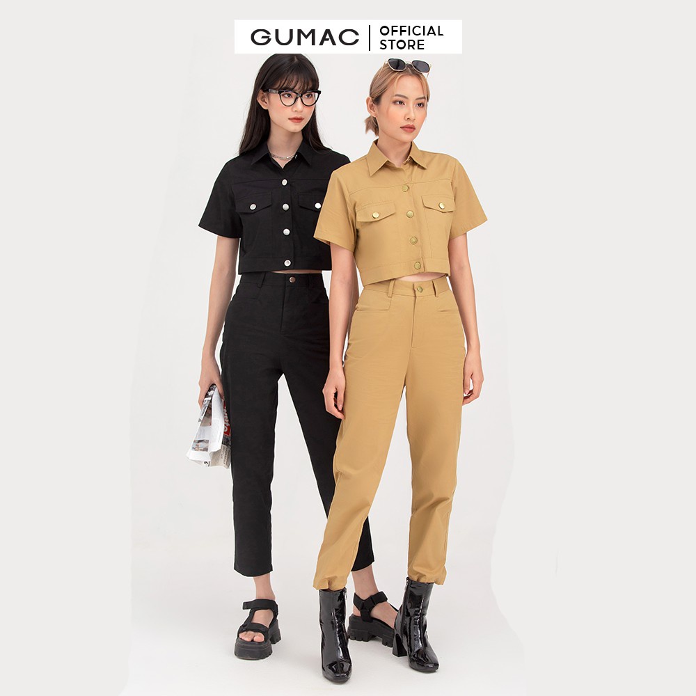 Áo sơ mi kiểu nữ croptop GUMAC cá tính trẻ trung AB755 | BigBuy360 - bigbuy360.vn