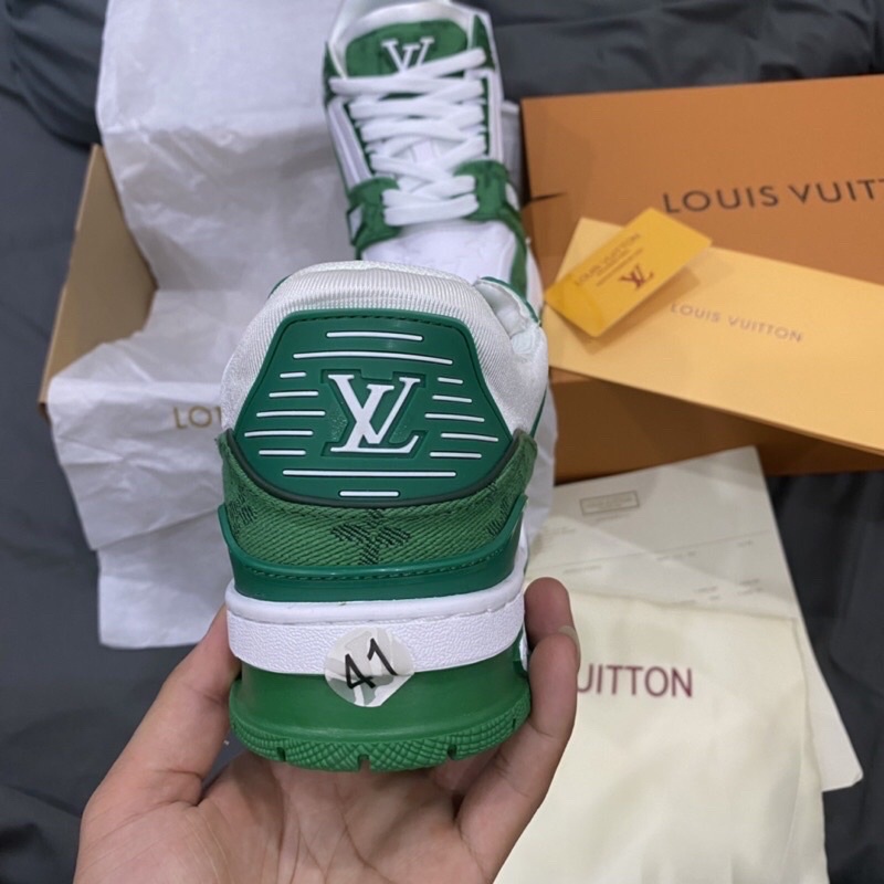 GIÀY L.V TRAINER SNEAKER GREEN WHITE LAI AU