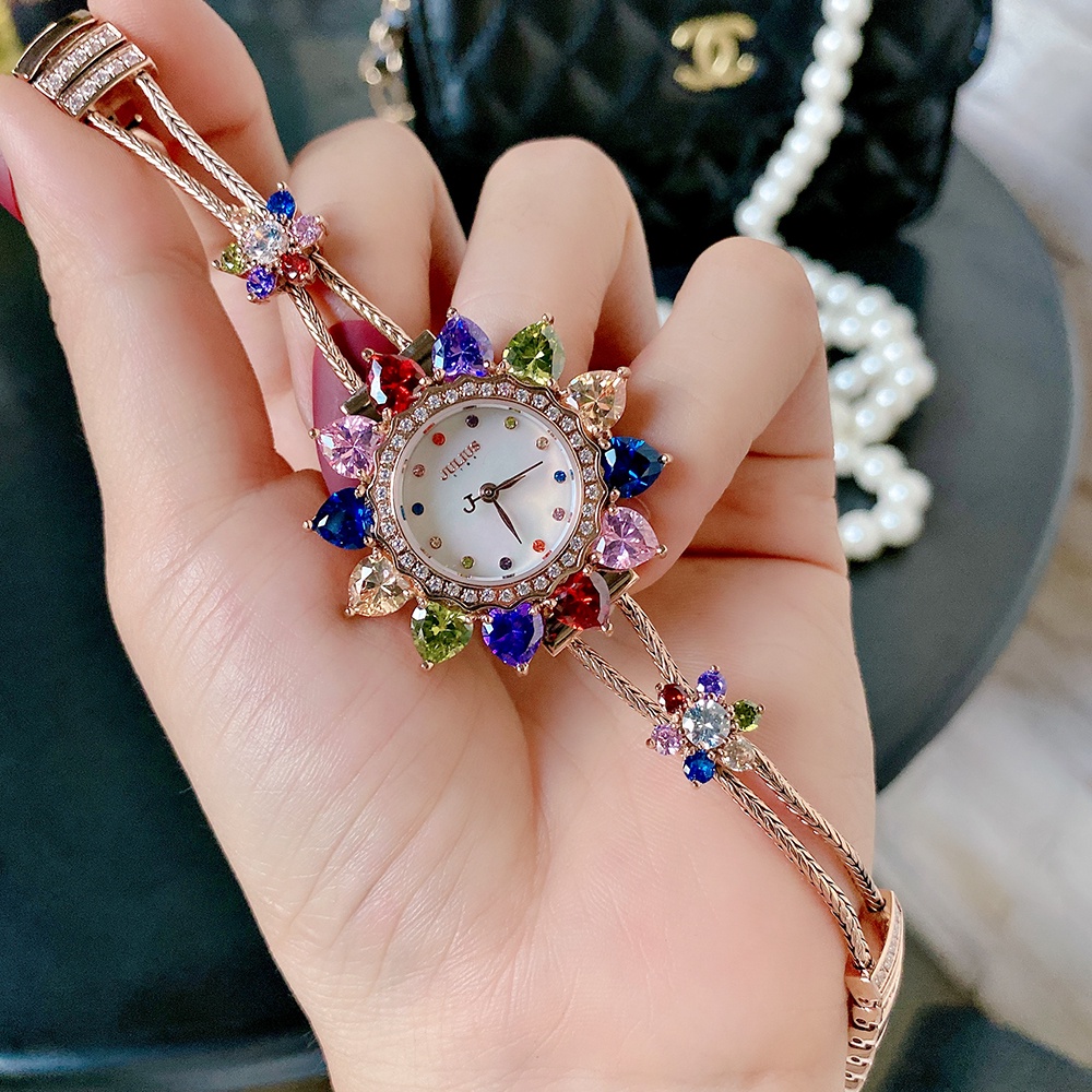 Julius Mall - Đồng Hồ Nữ JS-021A Julius Star Mặt Hoa Đính Đá swarovski