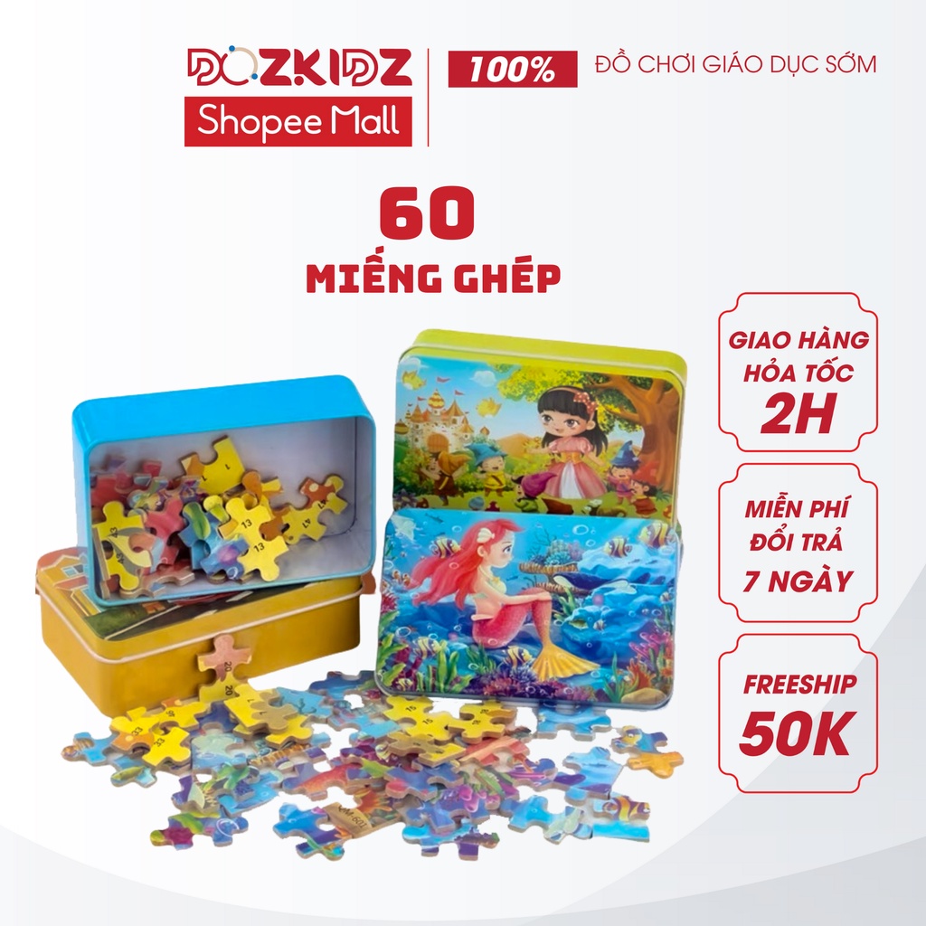 Đồ chơi thông minh, tranh ghép hình 60 MIẾNG theo chủ đề phát triển tư duy logic cho trẻ từ 4 tuổi - DOZKIDZ