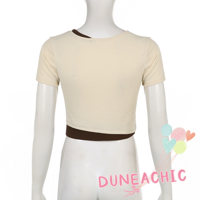 Áo Thun Tay Ngắn Dáng Rộng In Hình Hoa Hồng Màu Sắc Tương Phản Phong Cách Retro