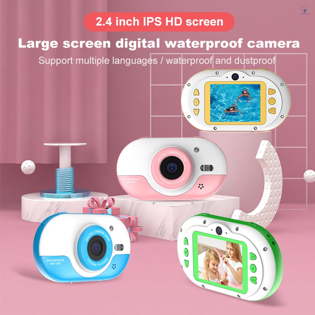 Camera kỹ thuật số chống thấm nước 8MP màn hình 2.4 Inch IPS HD tự hẹn giờ cho trẻ em 5s | BigBuy360 - bigbuy360.vn