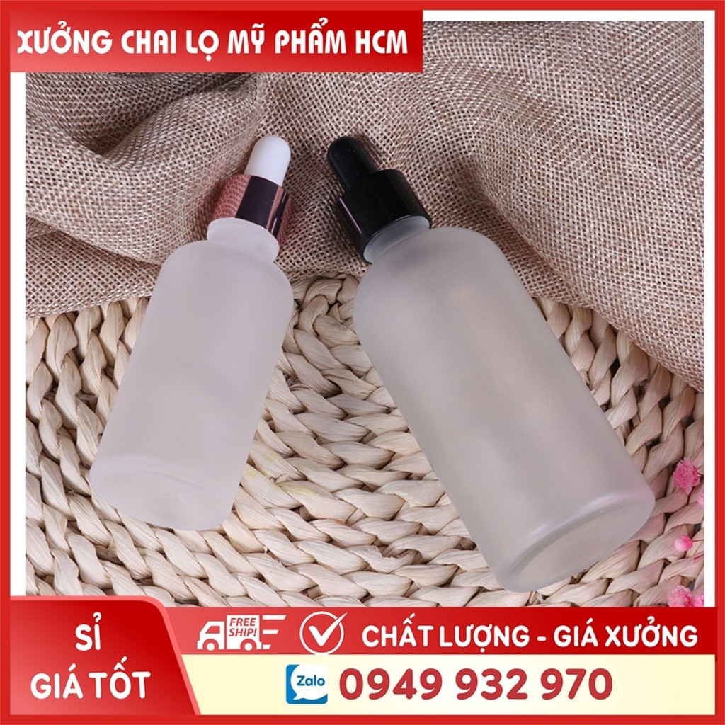 Lọ Chiết Serum Thủy Tinh Phun Mờ Cao Cấp Nắp Bóp Nhỏ Giọt 50ML/100ML Dùng Chiết Mỹ Phẩm, Tinh Chất, Phụ Kiện Du Lịch