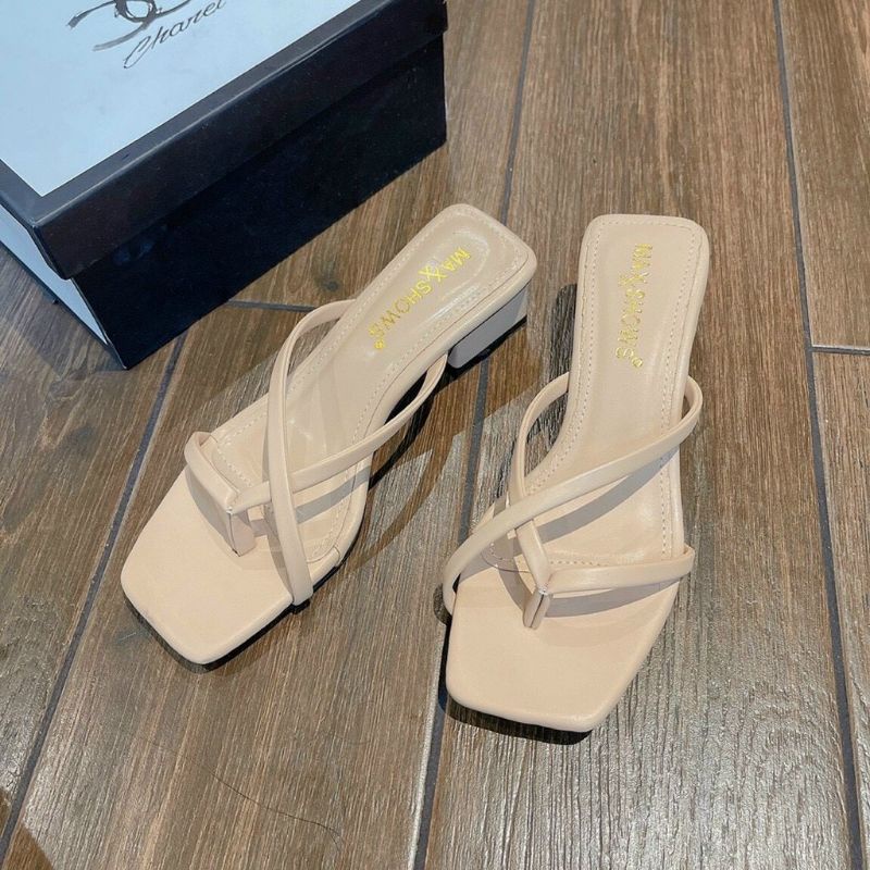 Dép cao gót nữ đế 3cm sỏ ngón chất da êm chân mã 19