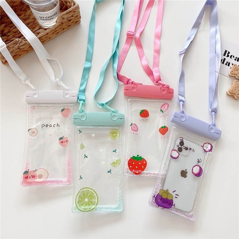 Túi Đựng Điện Thoại Bằng TPU Trong Suốt Họa Tiết Hoạt Hình Dễ Thương Chống Thấm Nước Có Thể Điều Chỉnh Và Dây Đeo Cho Dưới 6.7 Inches