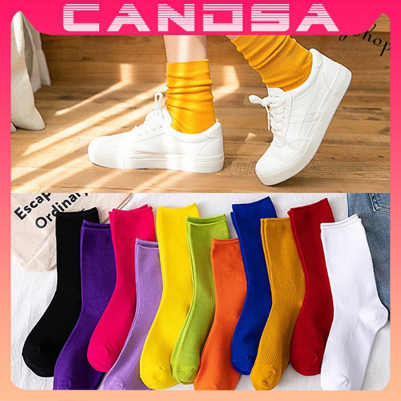 Tất Vớ Nhún Nam Nữ Cao Cổ Trơn nhiều màu phong cách Hàn Quốc T1