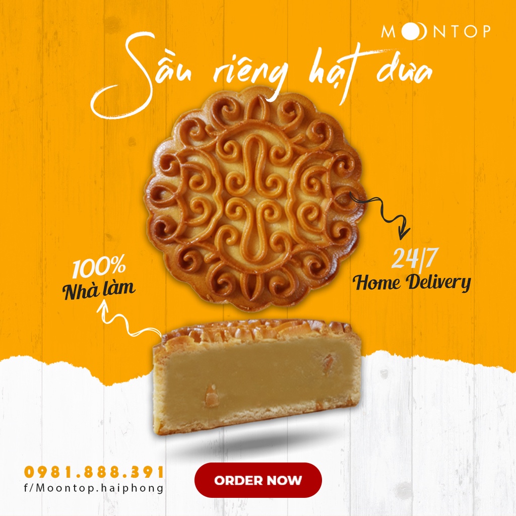 Bánh trung thu sầu riêng hạt dưa handmade cao cấp MoonTop | 150g