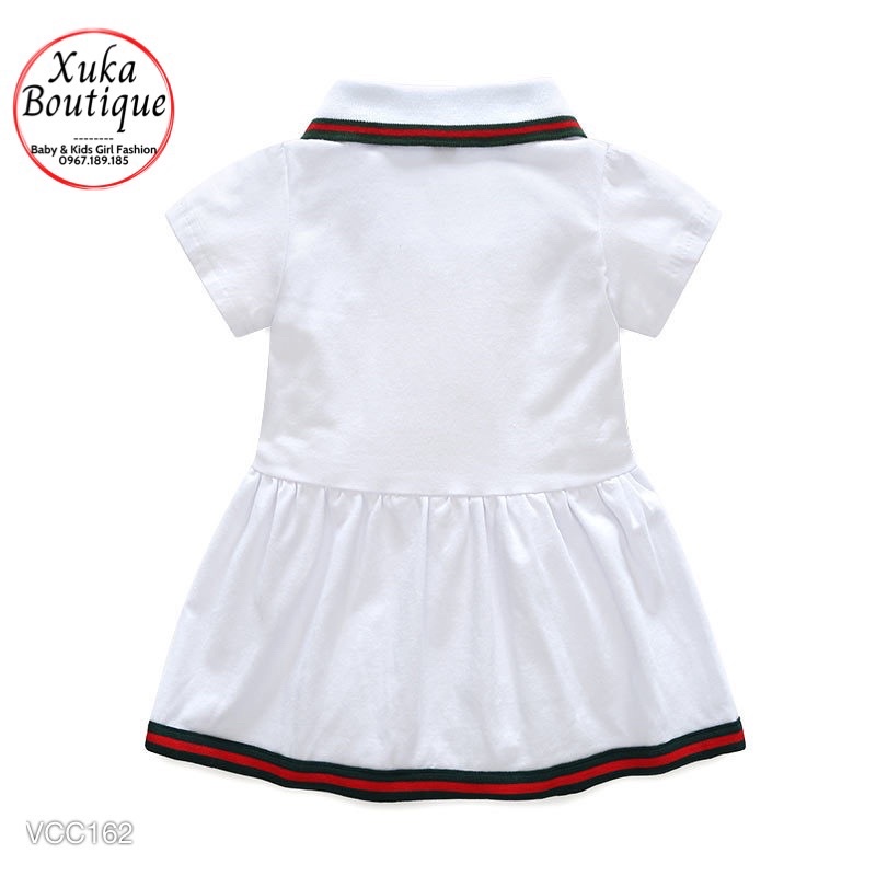 Váy Cộc Tay Chữ A xếp ly Cổ Bẻ Cho Bé 6 tháng - 3 tuổi Chất Cực Đẹp