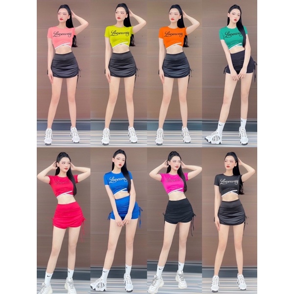 Áo croptop cộc Loveway vạt chéo nữ tập GYM, AEROBIC , Zumba Dance, yoga nữ