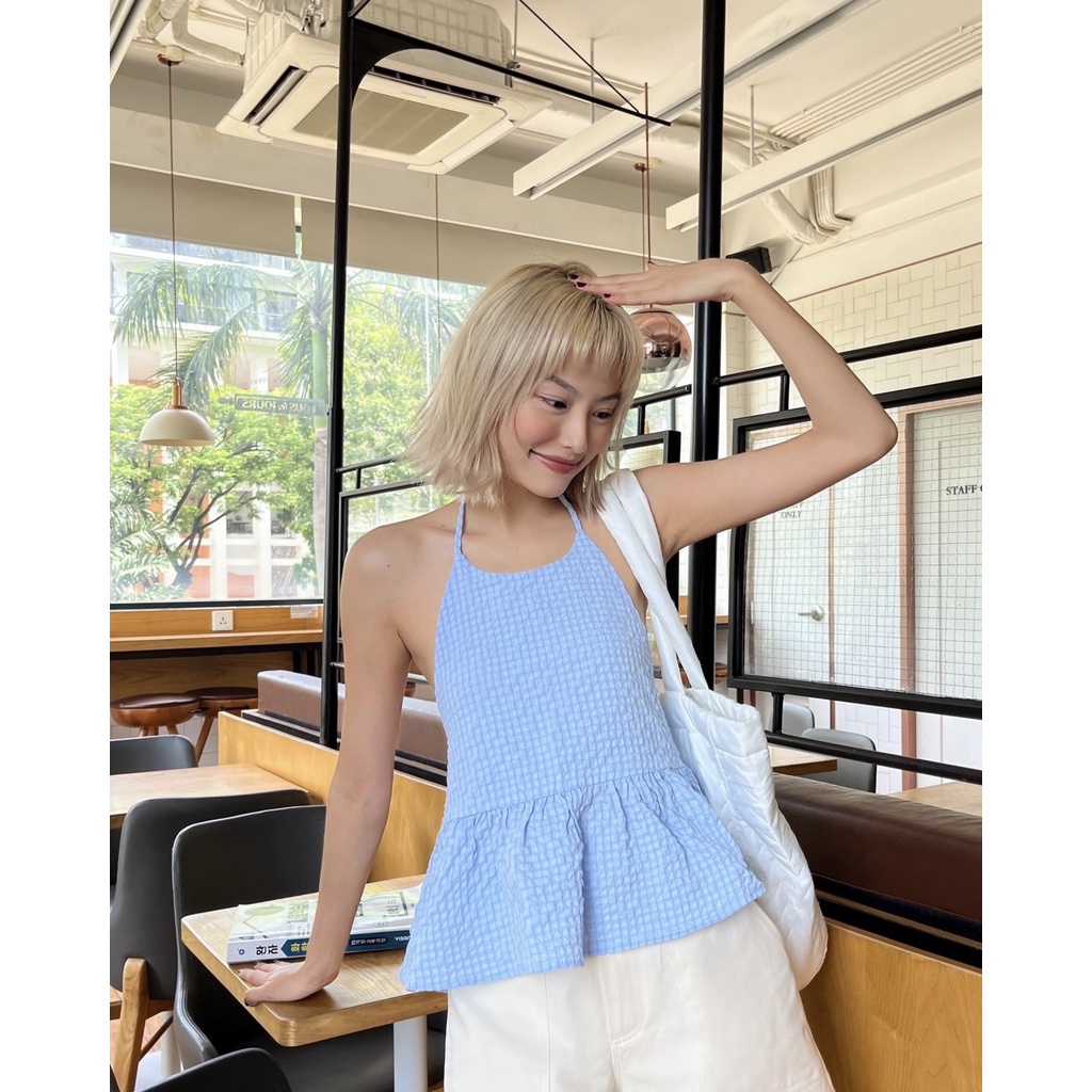 Sibling House - Áo yếm vải xốp cột dây ở cổ nhúng lưng xếp ly NYRIA TOP