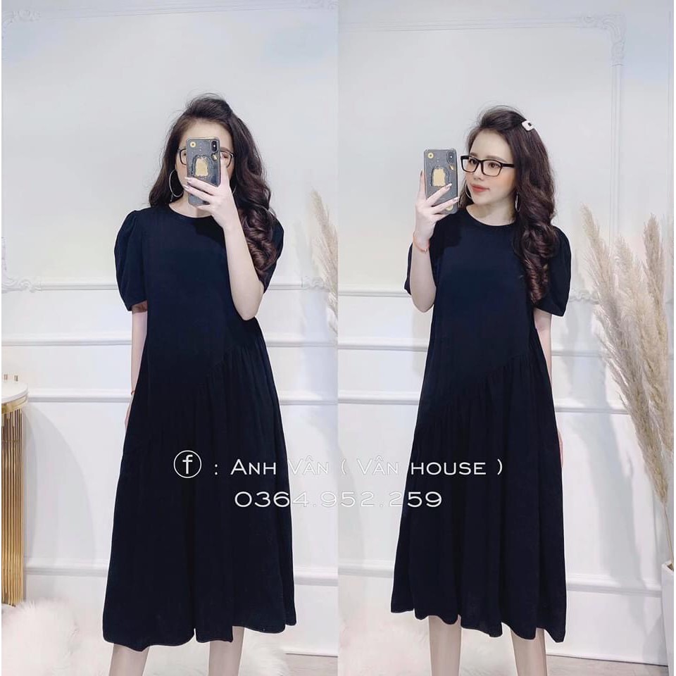 Đầm bầu xinh thiết kế Aidenshop đầm bầu thời trang suông A freesize 40-65kg VB1