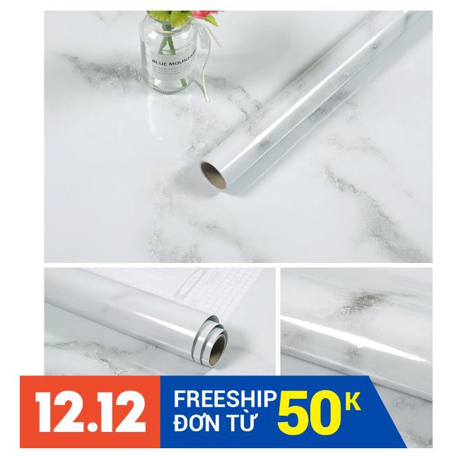 DECAL 5M PVC giấy dán bếp khổ 60cm (có sẵn keo dán) - mặt đá vân xám QR009