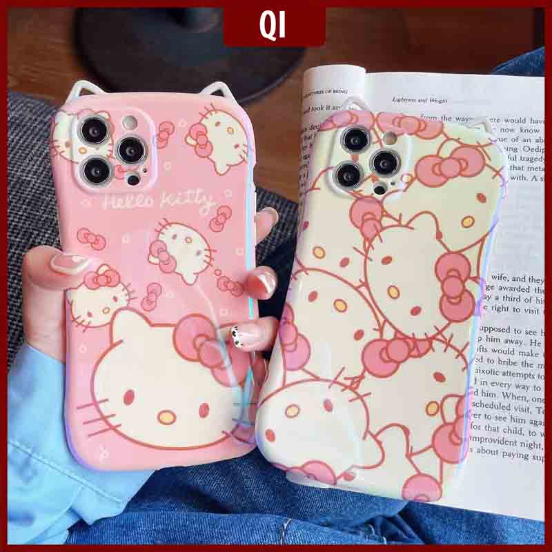 Ốp điện thoại IMD hình tai mèo Hello Kitty ôm nhỏ dễ thương cho Iphone 7 8 Plus Xs Max Xr 11 12Pro Max