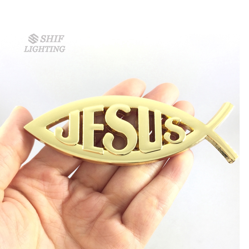 Logo kim loại hình cá gắn sau xe ô tô trang trí tiện dụng nhiều màu lựa chọn