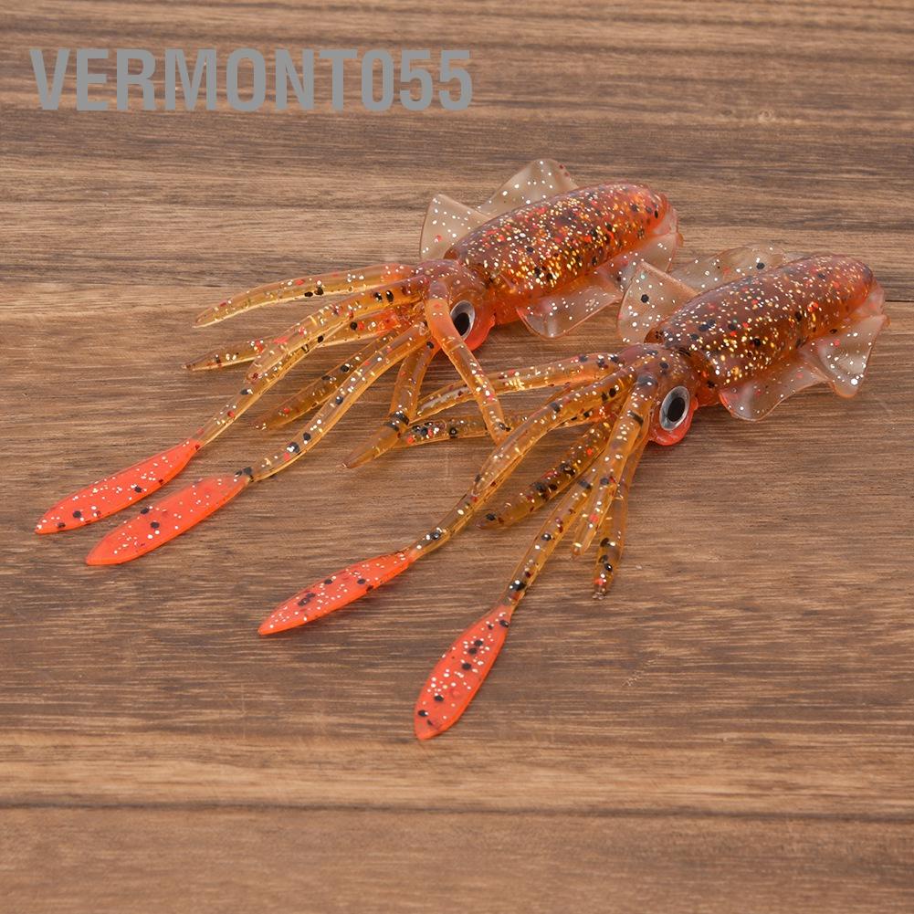 Vermont055 2Pcs Squid Shape Soft Bait Artificial Fish Lure Tackle for Sea Boat Fishing