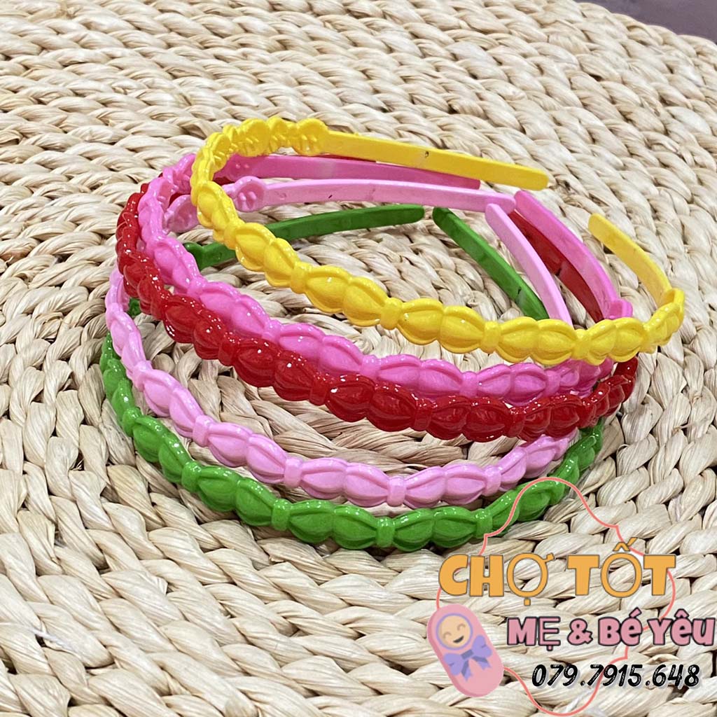 Cài Tóc Nhựa Cho Bé Nơ, Vương Miện Nhiều Màu Đơn Giản Chắc Tóc