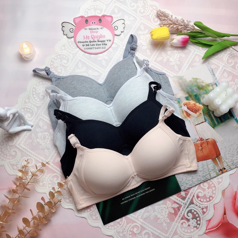 Áo lót nữ Cotton không gọng mút mỏng ôm ngực gọn gàng, chất liệu mút thông hơi mềm mại thoáng mát